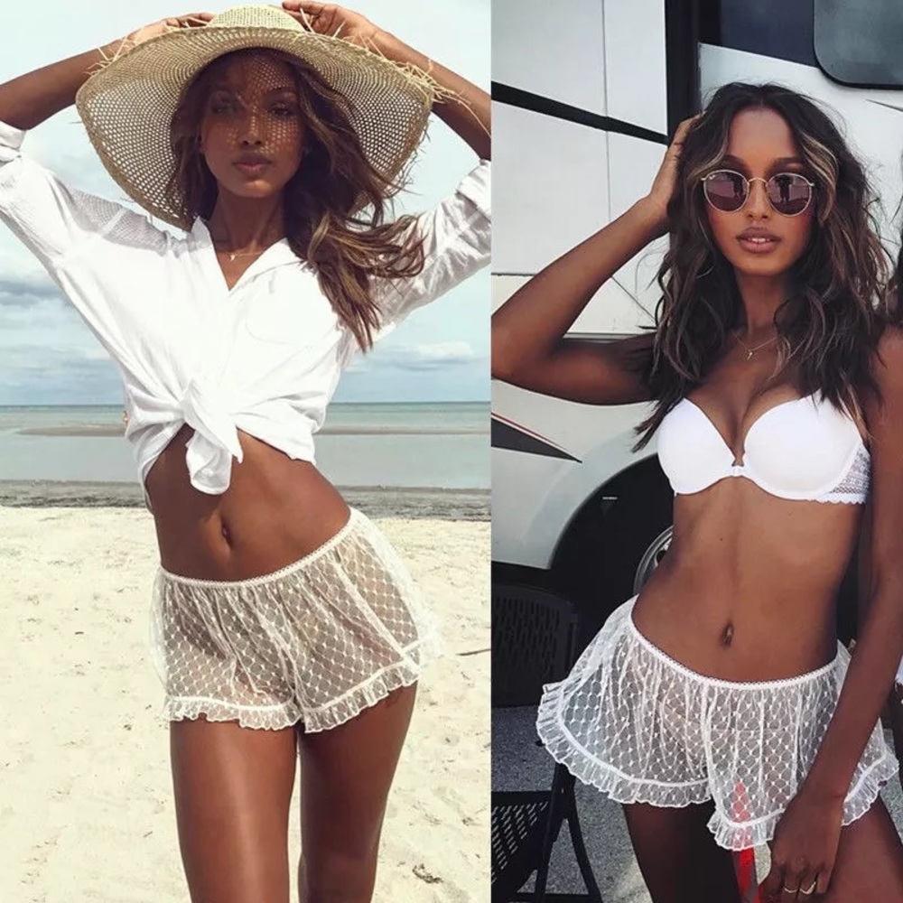 Delicate Lace Shorts Coverup - Picture 3 of 7